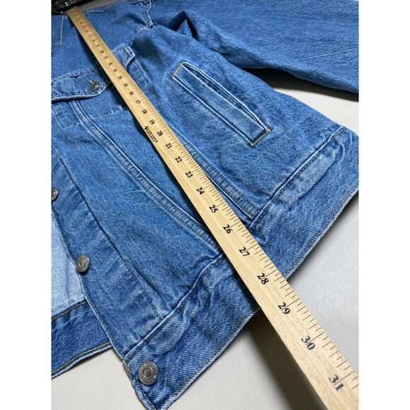 Levis Blue Denim Jean Jacket Womens Plus Size 1X Tracker Button Pockets Moto - Picture 4 of 16